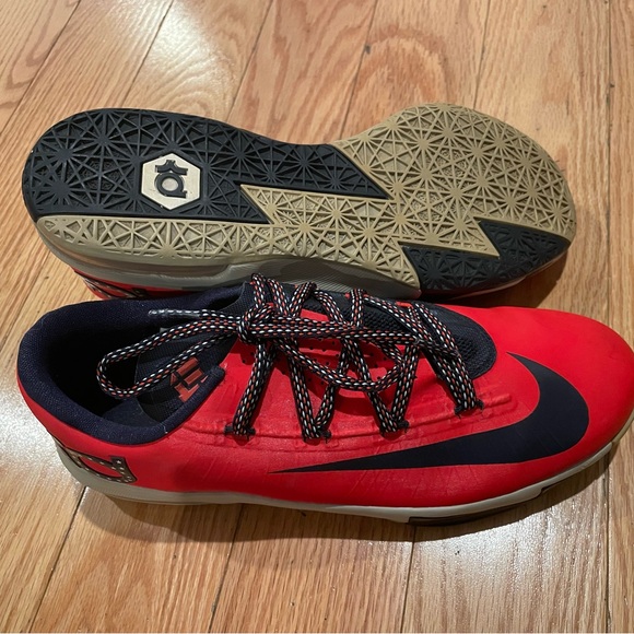Nike KD 6 Boys Size 7Y Sonic Red Navy Kevin Durant 599477-600 - Picture 6 of 7